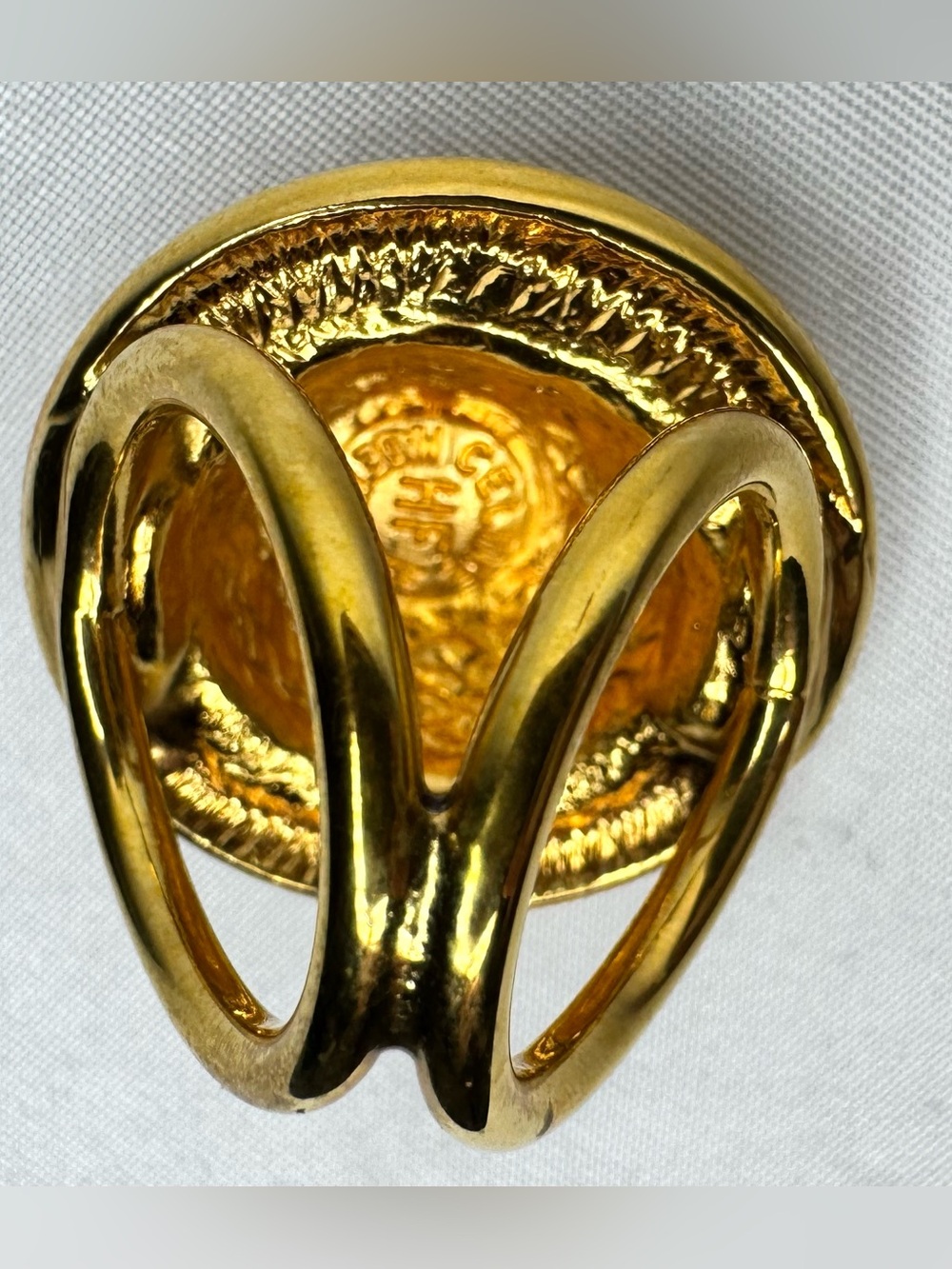 Celine Gold-Tone Woven Motif Scarf Ring w/COA! - Picture 4 of 8